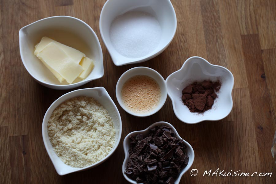 Ingrédients crème amande chocolat